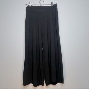 EILEEN FISHER Women's Cropped Pants Black Wide Leg Stretch Size Medium Petite